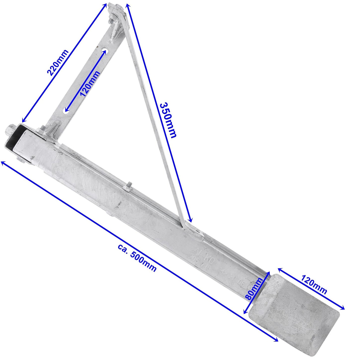 AL - KO Ausdrehstütze mit Klappfuß, verzinkt VL oder HR Hub 480mm - TMN - shop.de