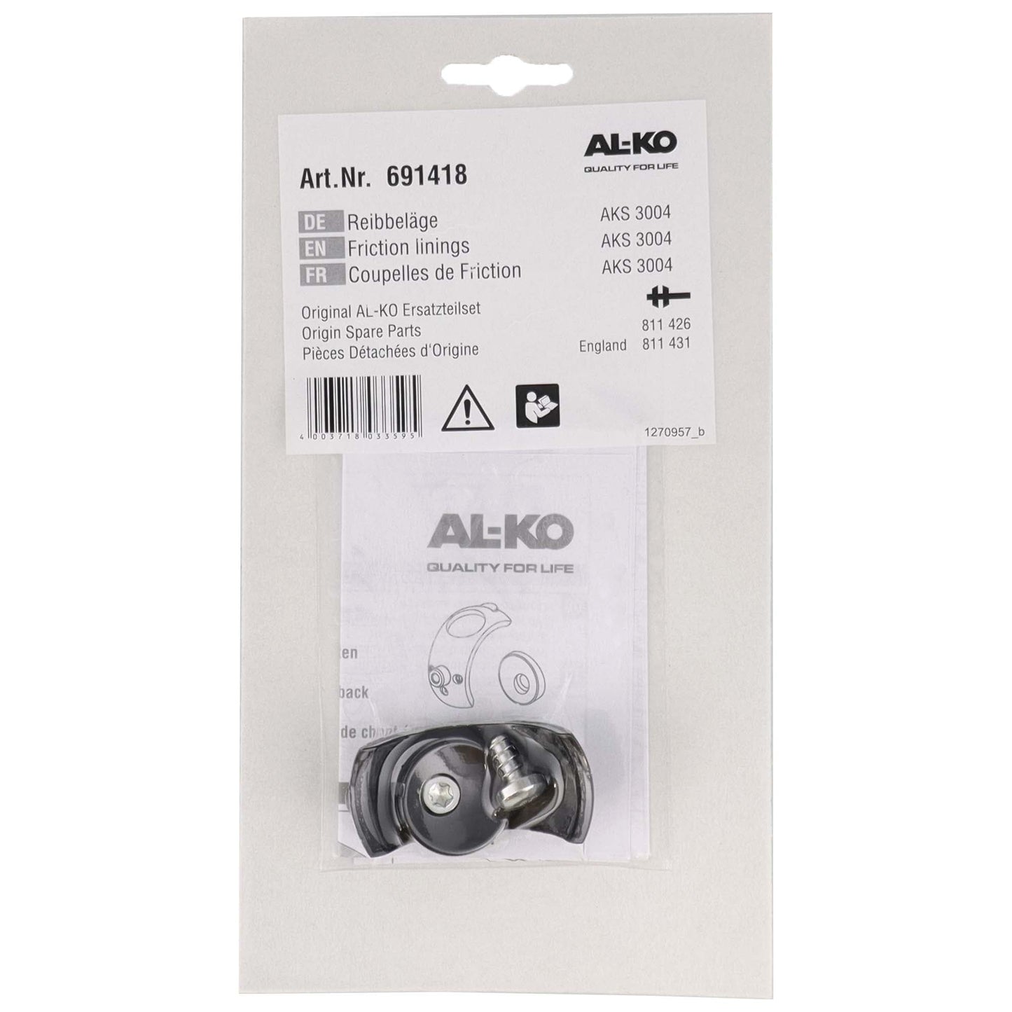 AL - KO Reibbelag Satz vorne, hinten und seitlich für AKS 3004 | 1220755 & 691418 - TMN - shop.de