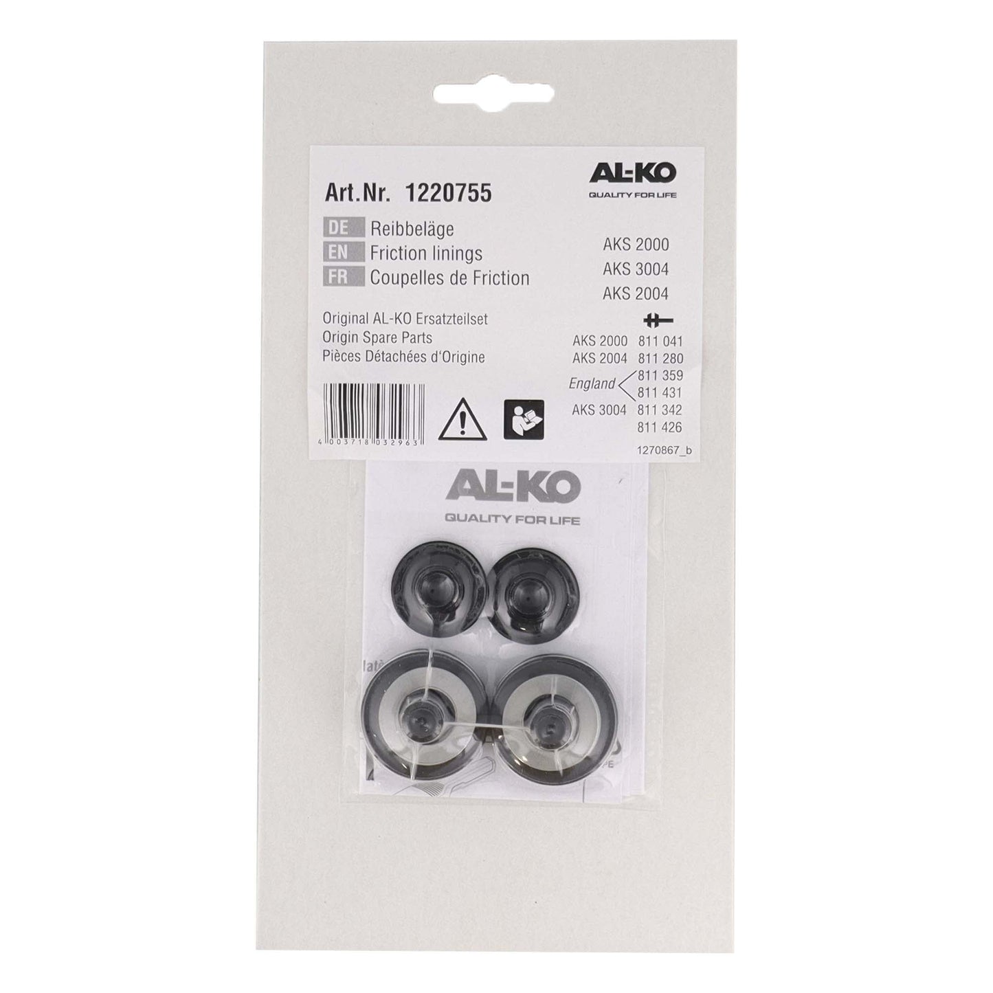 AL - KO Reibbelag Satz vorne, hinten und seitlich für AKS 3004 | 1220755 & 691418 - TMN - shop.de