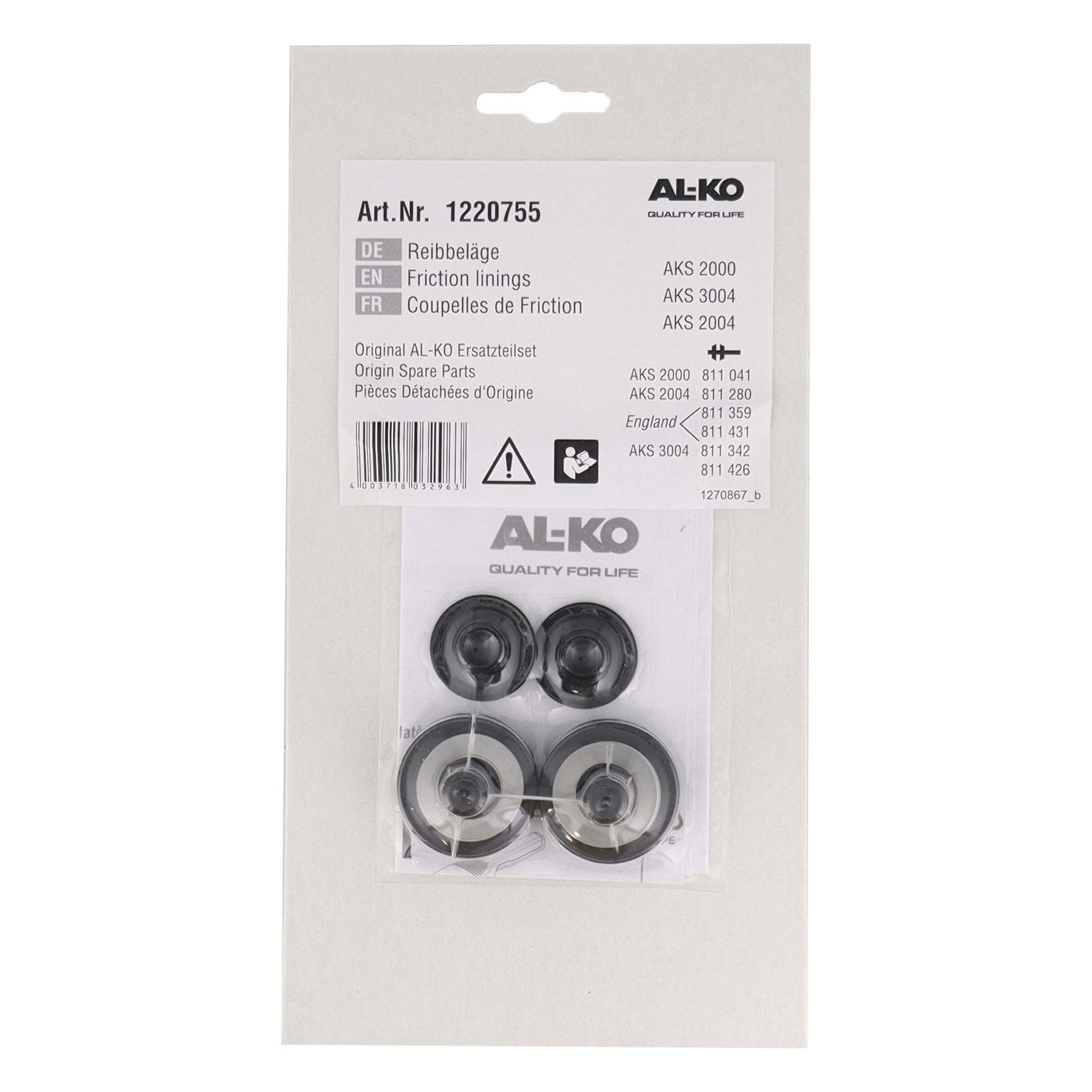 AL - KO Reibbelag Satz vorne, hinten und seitlich für AKS 3004 | 1220755 & 691418 - TMN - shop.de