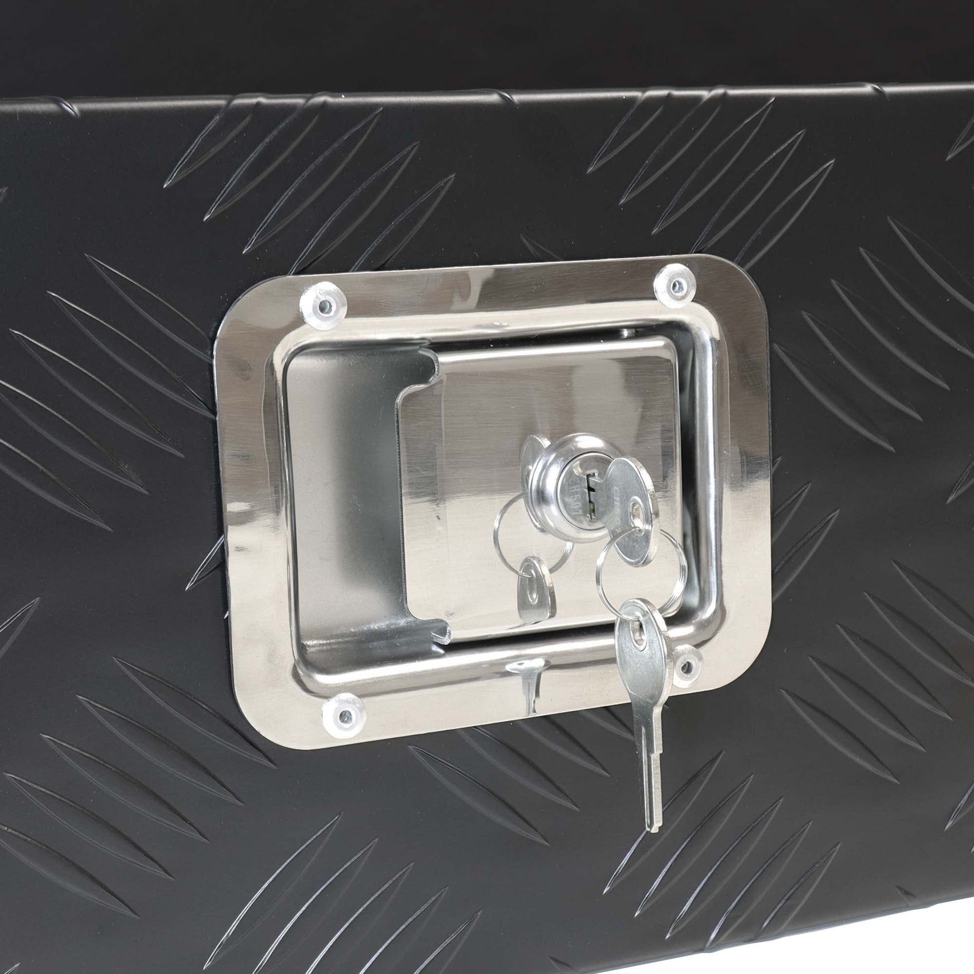 Deichselbox Werkzeugbox Staubox 950x320x190mm Alu Riffelblech Schwarz - TMN - shop.de