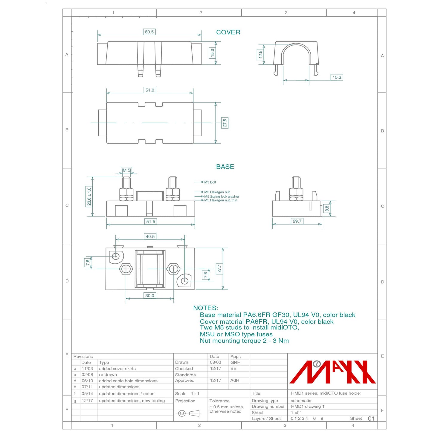 MIDI OTO fuse holder HMD1 | M5 PA6.6