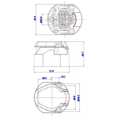 13-pin trailer socket plastic 12V