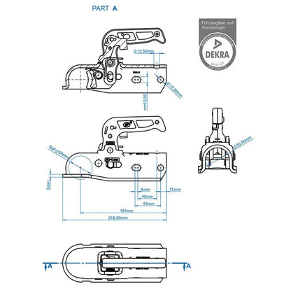 SPP Zugkugelkupplung Universalset 35 - 50 mm rund bis 3000kg gebremst - TMN - shop.de