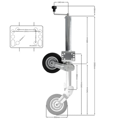 Anhänger Automatik Stützrad 60mm 400kg Stützlast