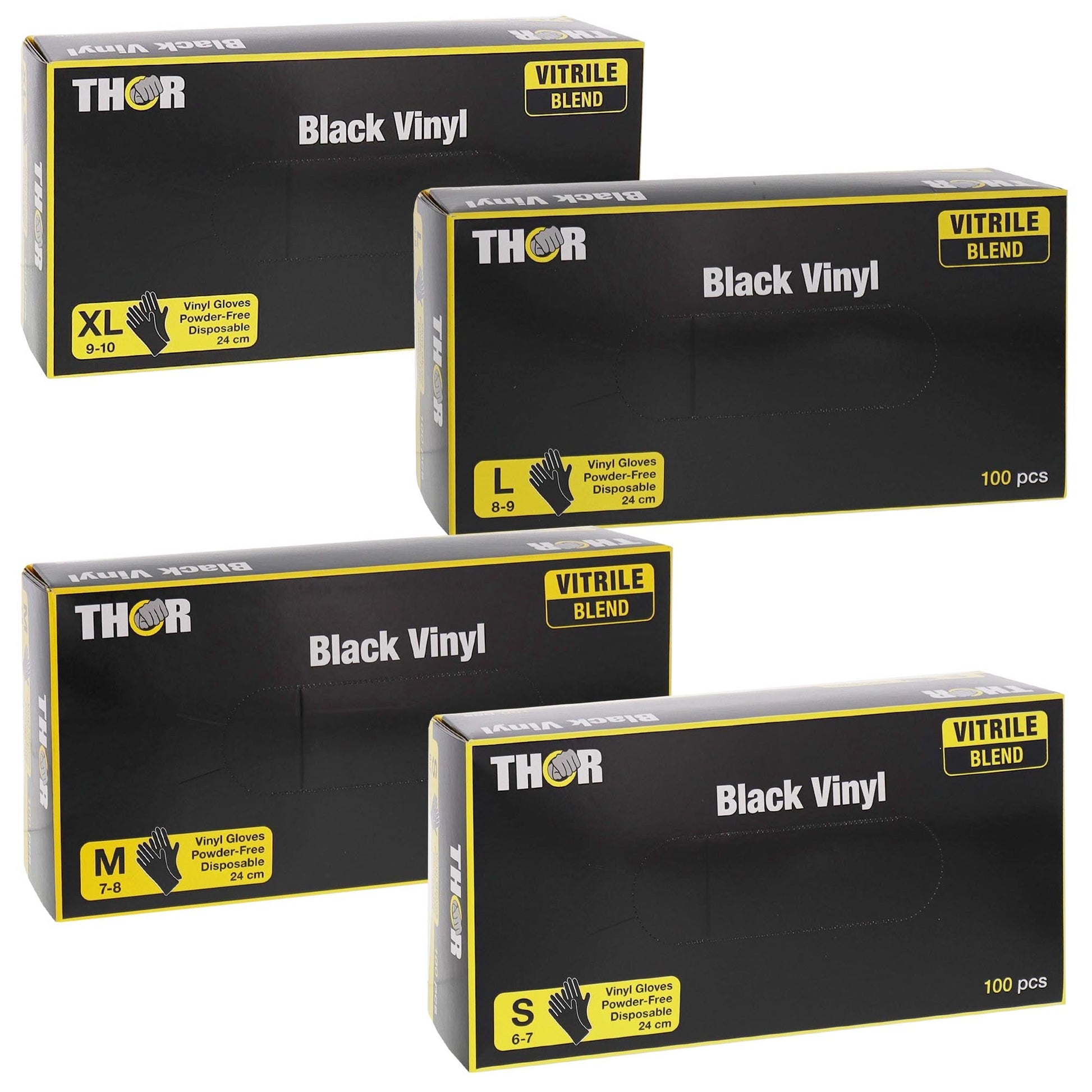 100x Einweghandschuhe THOR Black Vinyl / Vitrile Blend Gr. S-XL - TMN-shop.de