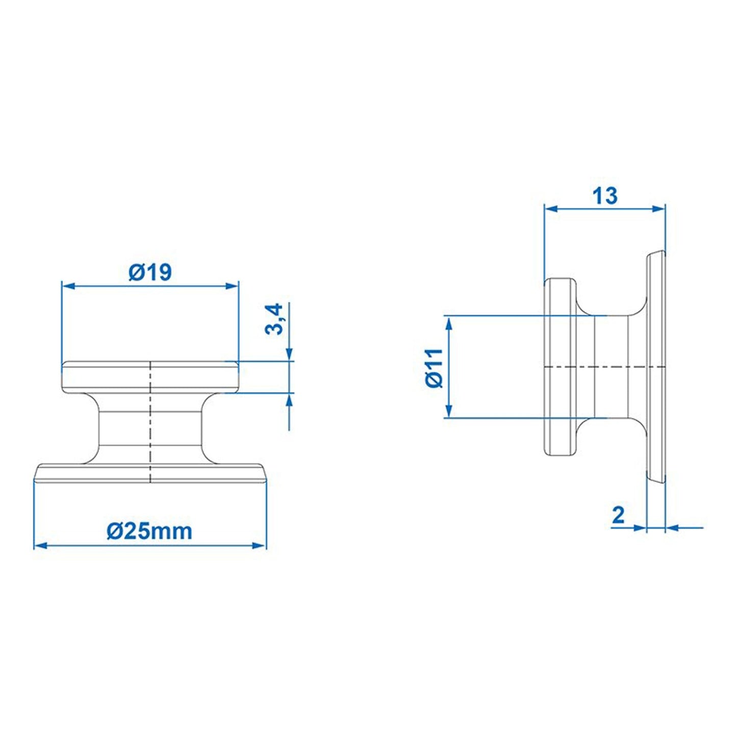 10x Rundknopf-Halter Kunststoff für 6-8mm Expanderseil - TMN-shop.de