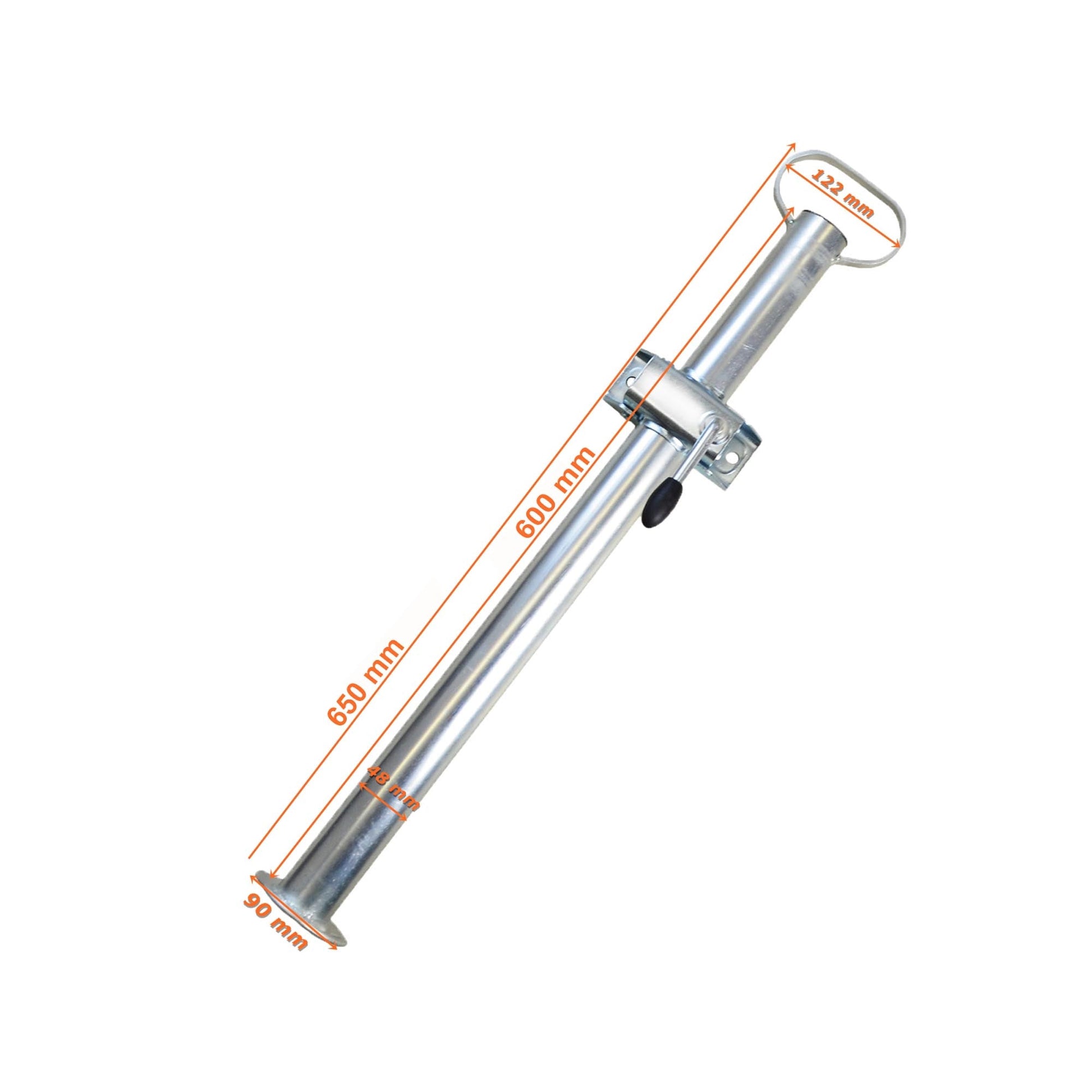 2x Anhängerstütze 600mm lang mit Klemmhalter Ø 48mm Rohr - TMN-shop.de