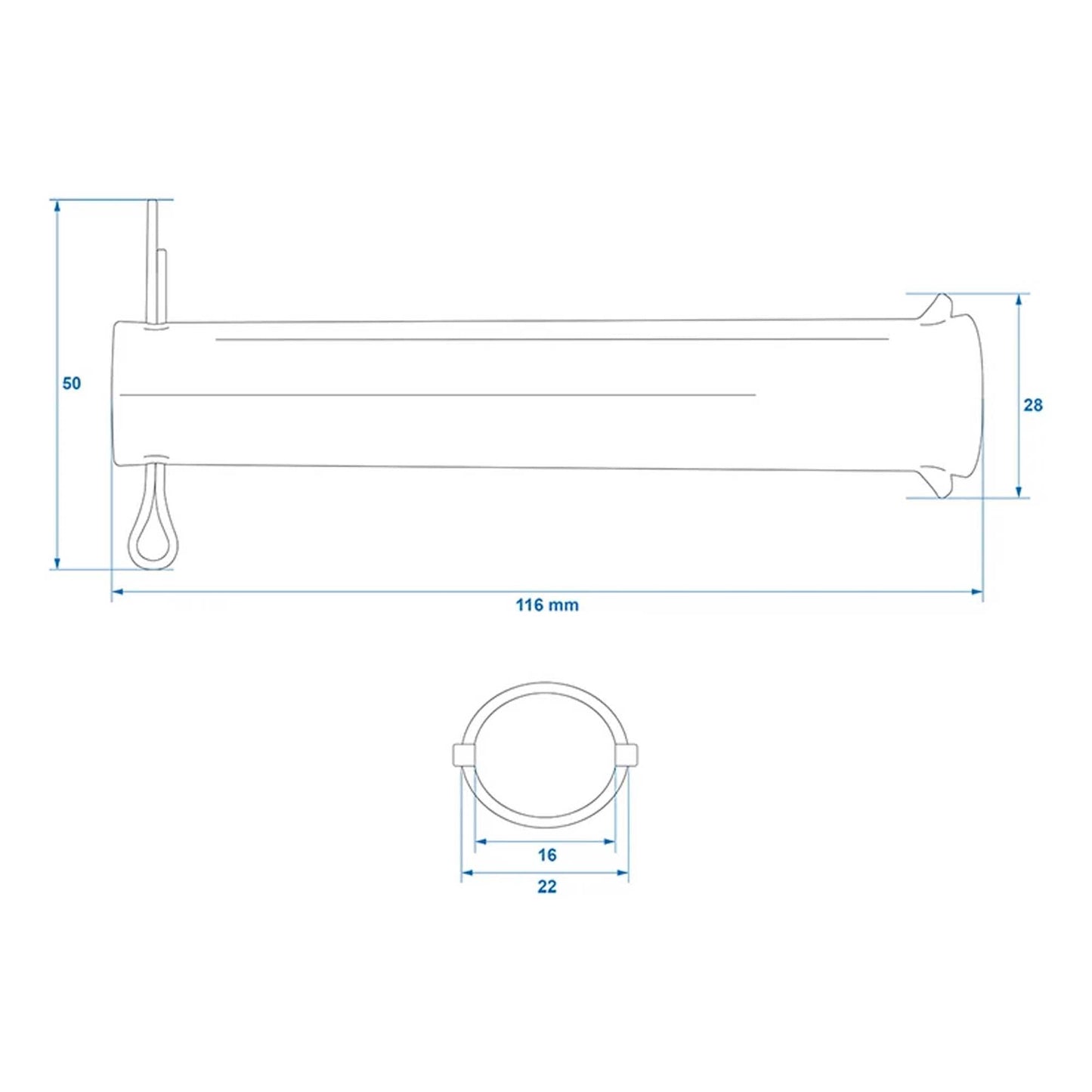 Achse mit Splint für Stützrad 48mm Ø20mm x 115mm - TMN-shop.de