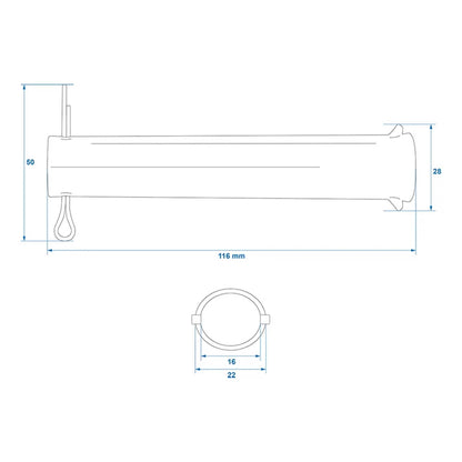 Achse mit Splint für Stützrad 48mm Ø20mm x 115mm - TMN-shop.de