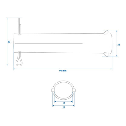 Achse mit Splint für Stützrad 48mm Ø20mm x 85mm - TMN-shop.de