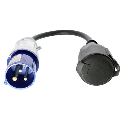 Adapterkabel CEE-Stecker auf Schuko-Kupplung 0,35m 3x2,5mm² H07RNG 230V IP44 - TMN-shop.de