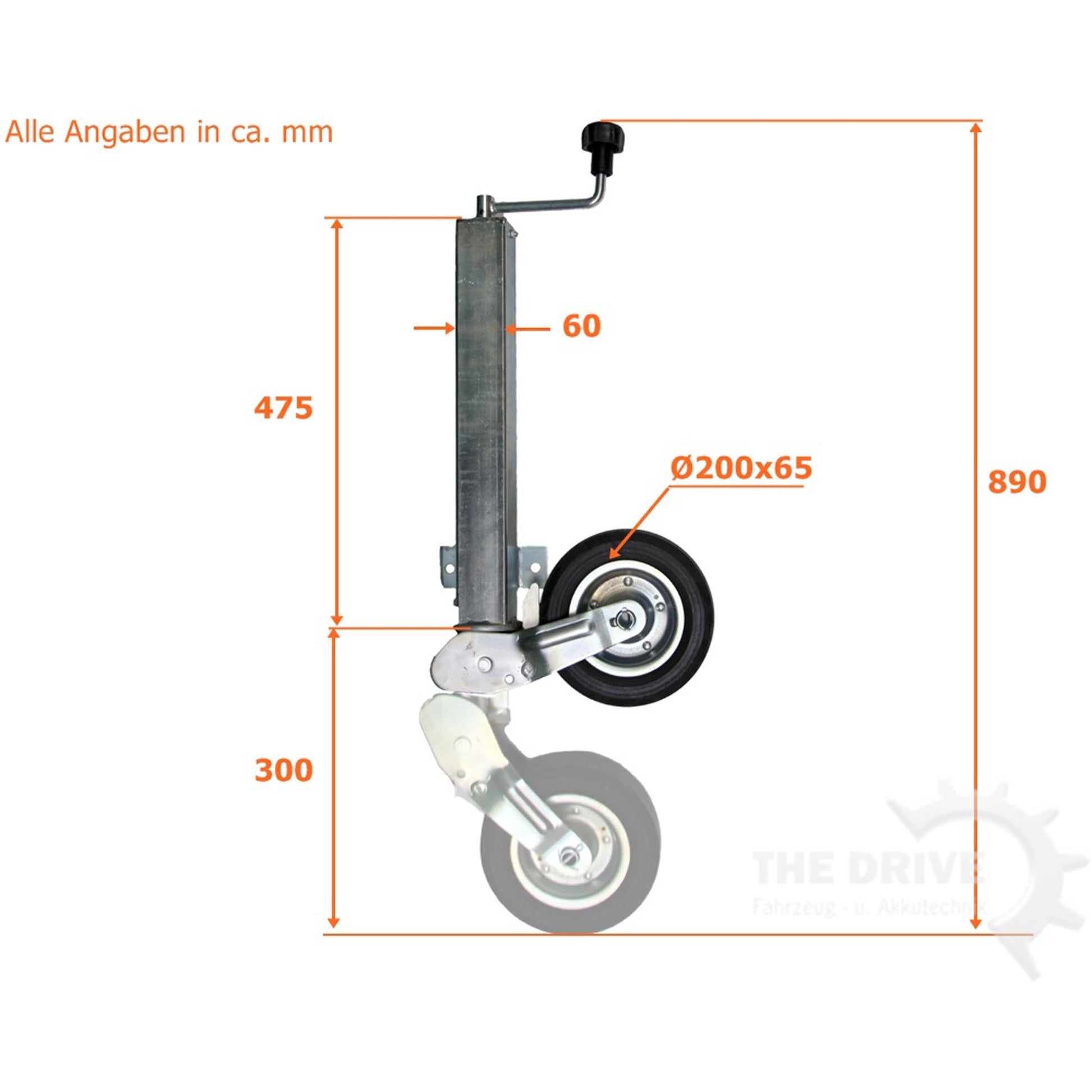 Automatik-Stützrad 60mm Vierkant, 2-Loch, 400kg Stützlast - TMN-shop.de