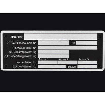 Blanko Typenschild 150x48mm Anhängertypenschild - TMN-shop.de