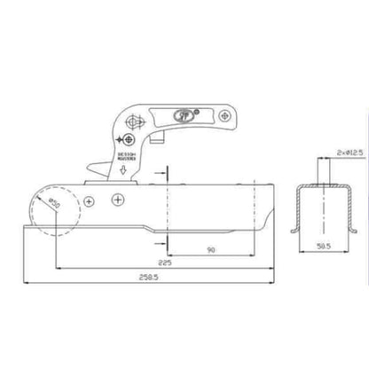 SPP ZSK-750H Kugelkupplung 50mm Vierkant 750kg - TMN-shop.de